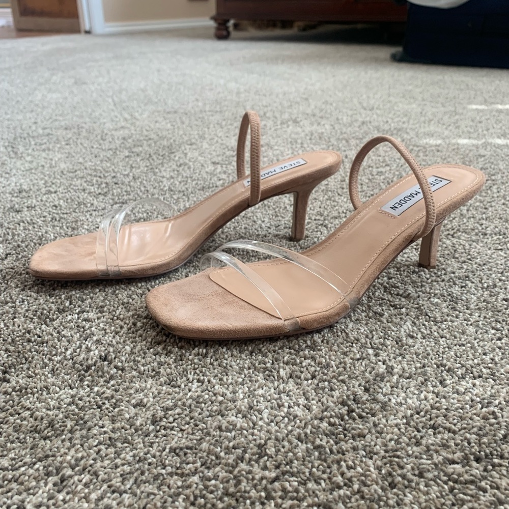 So trendy clear straps heels